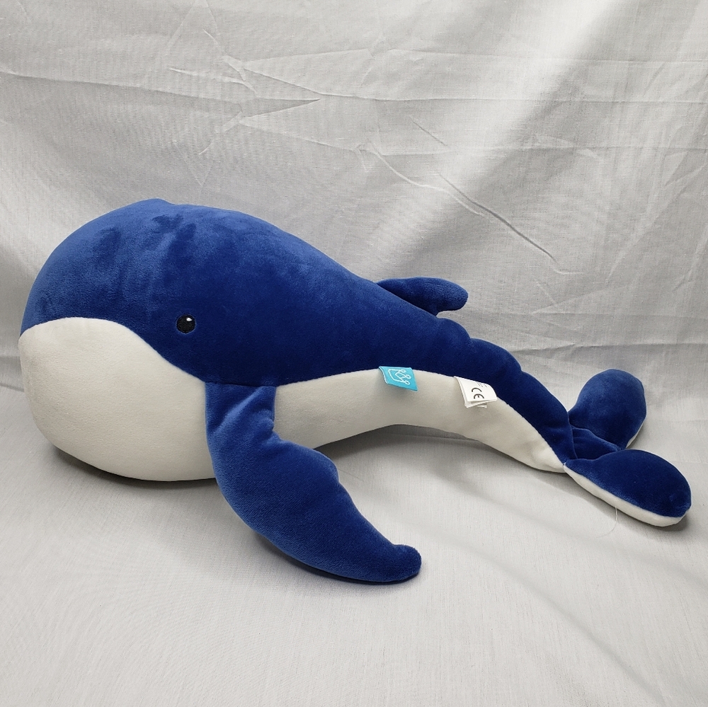 Manhattan Toy Company Weighted Blue and White Plush Whale Stuffed Animal 17 Inch